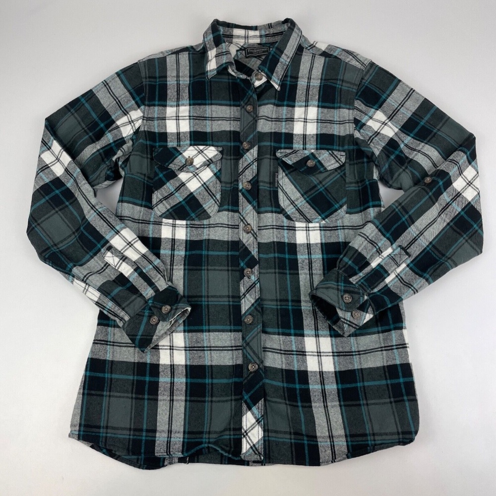 Five Brother Women's Size L Flannel Shirt Plaid Blue Plaid Reinforced Bust